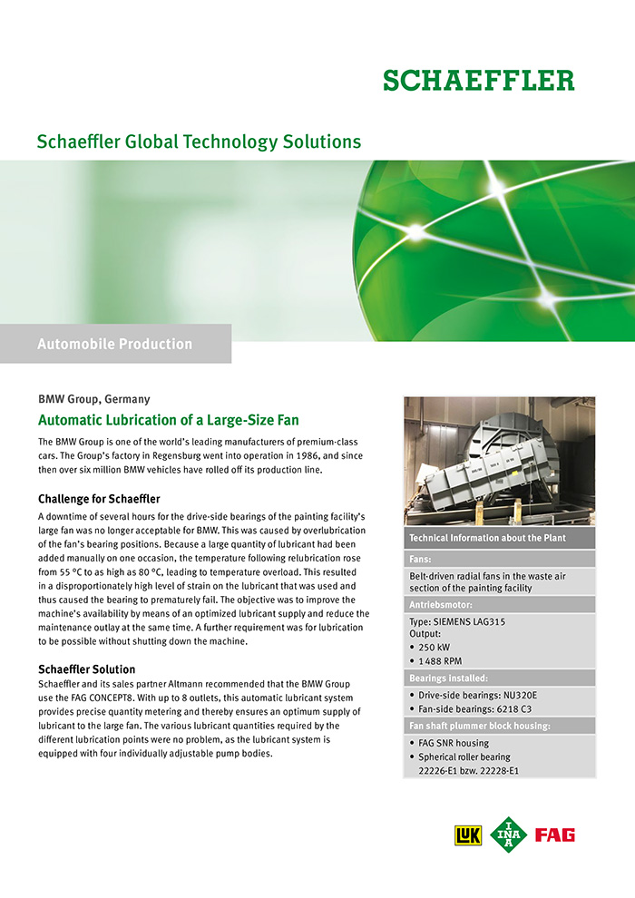 Automatic Lubrication of a Large-Size Fan